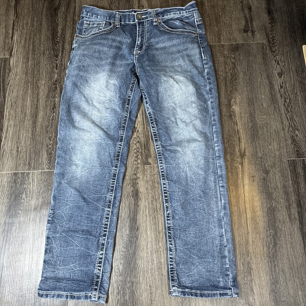 True Luck Man's Jeans 32x30 Blue  Wash Contrast Stitching